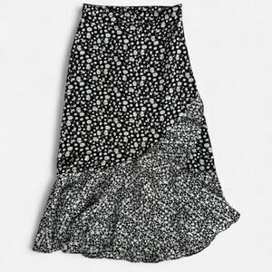 Modern topshop black and white floral midi skirt